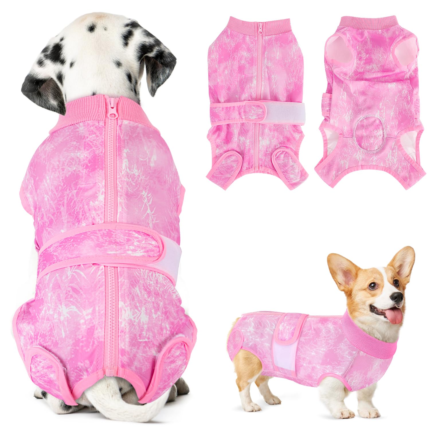 Eyein Dog Surgery Recovery Suit, Female Male Dog Surgical Bodysuit Abdominal Wounds Protector, Stop Licking Spay Shirt After Surgery Onesie with Zipper, Pet Cone E-Collar Alternative(XS)