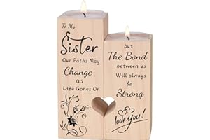 LUCKYYDS Desk Decorations Present for Sister Unique Birthday Thanksgiving Christmas from Sister Brother（Candle Holders）