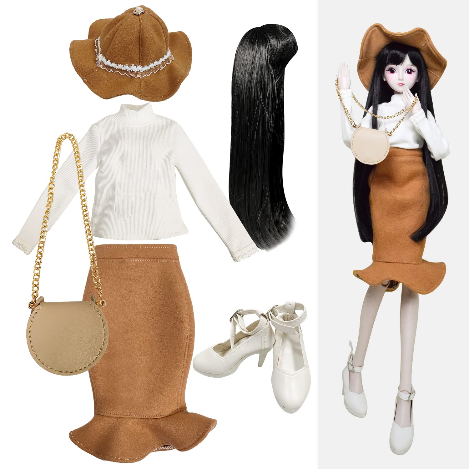Proudoll 1/3 BJD Doll 60cm 24in SD Ball Jointed Dolls Clothes Winter Dress Suit Clothing and Accessories Sets (11)