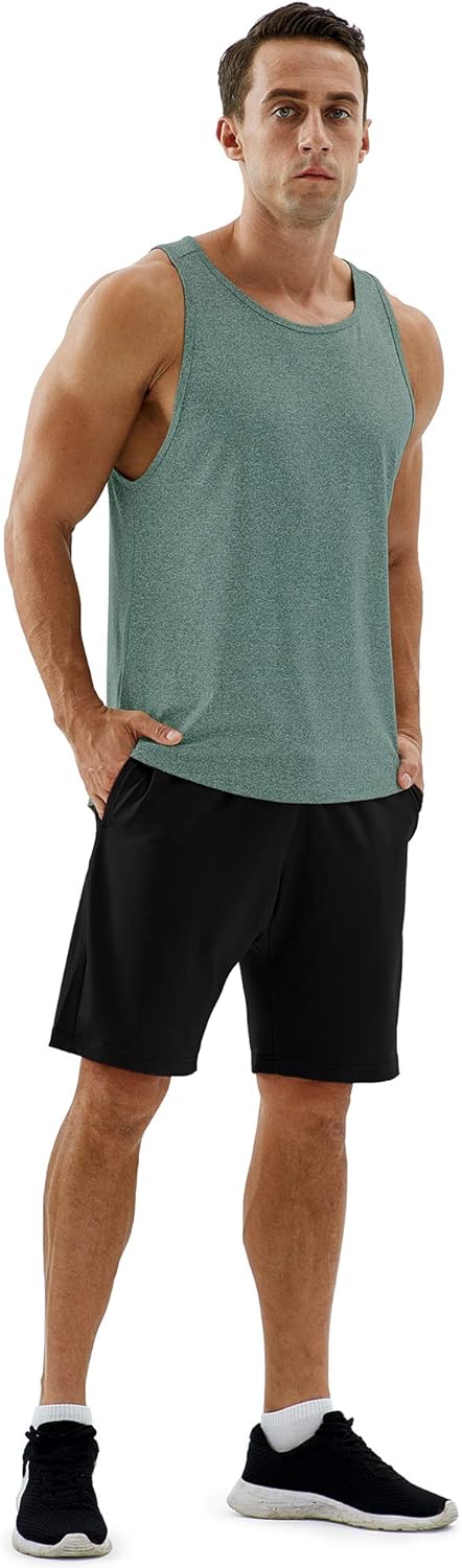 icyzone Workout Tank Tops for Men - Running Muscle Tank Exercise Gym Tops Athletic Shirts at  Men’s Clothing store