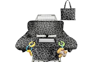 Polovillae Shopping Cart Cover for Baby 2-in-1 High Chair Cover with Safety Harness Multifunctional Grey Pattern Cart Covers for Babies Soft Padded Grocery Cart Cover for Baby Boy Girl