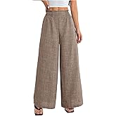 Floerns Women's Elastic High Waisted Wide Leg Pants Work Office Business Casual Outfit