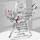 Jetec Sympathy Bereavement Gift Angel Red Cardinal Acrylic Memorial Gift for Loss of Loved One Remember Me Grieving Keepsake for Mom Dad Grandma Friend(Cute Cardinal)