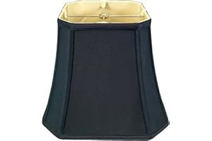 Royal Designs, Inc. BSO-705-12BLK Square Cut Corner Bell Basic Lamp Shade, 7.5 x 12 x 10.25, Black with Gold