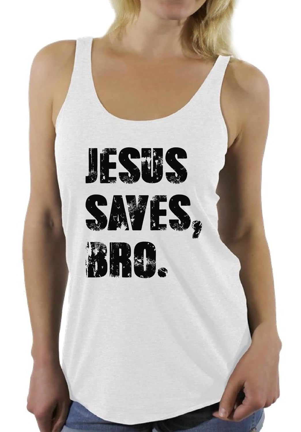 Jesus Saves Bro Racerback Tank Tops Vintage Religious Christian Faith