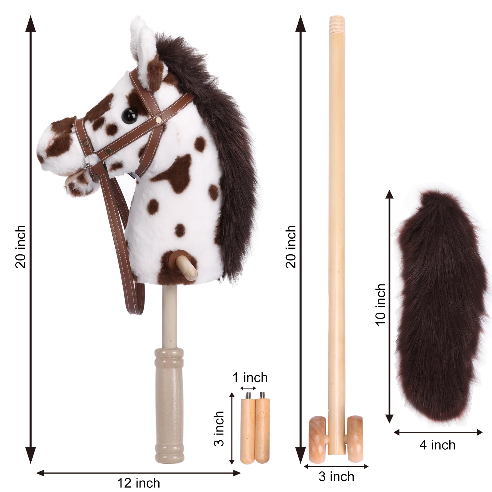 Stick Horse with Realistic Sound Effects, Hobby Horse, Wooden Pole, Handle, and Wheels, 38 Inch Tall Horse Toys Gift for Kids Toddlers 3 and Up, Black (AA Batteries Required)