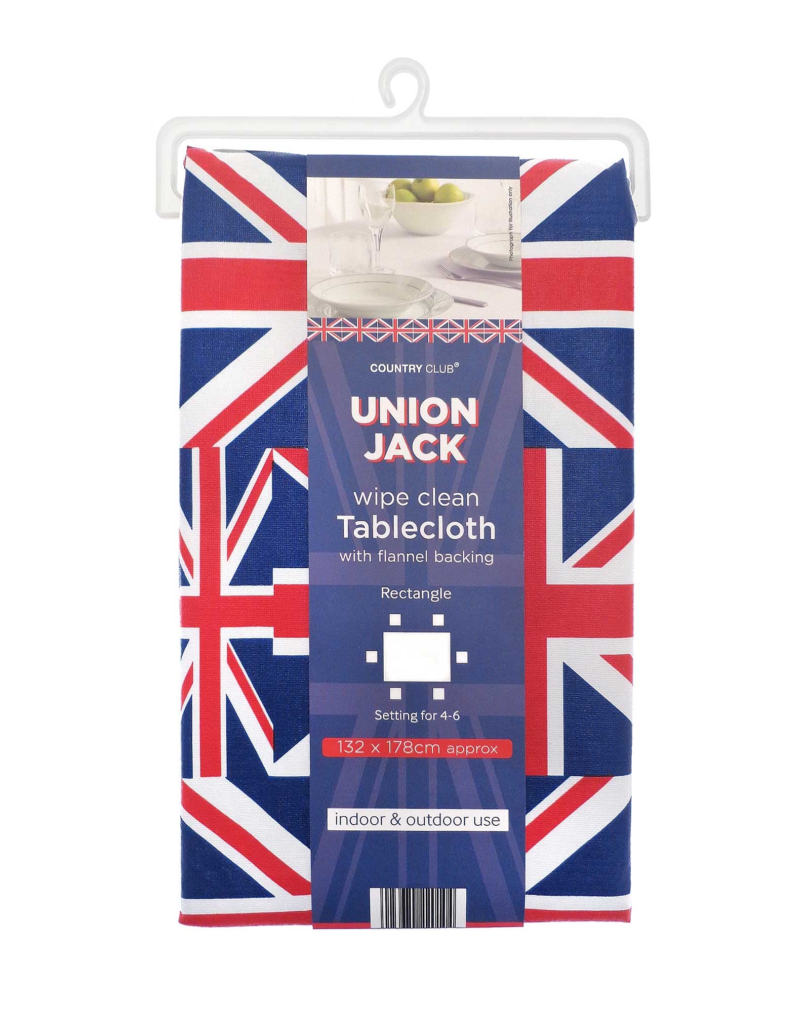 COUNTRY CLUB Coronation Union Jack Tablecloth 178cm x 132cm