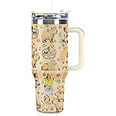 SZWNHS Capybara Gifts for Women, Stainless Steel Insulated Tumbler Travel Mug Cup with Lid and Straw, Capybara Stuff for Girls