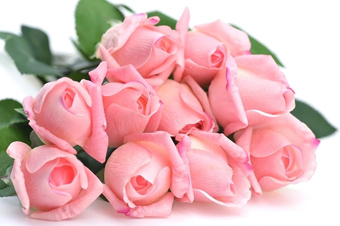 Amazon Co Jp Fiveseasonstuff 造花 バラ 生花みたい リアルな手触り お祝い 飾り 生け花 結婚式 枯れない 多色選択 Diy 10枚入り ピンク色 ホビー