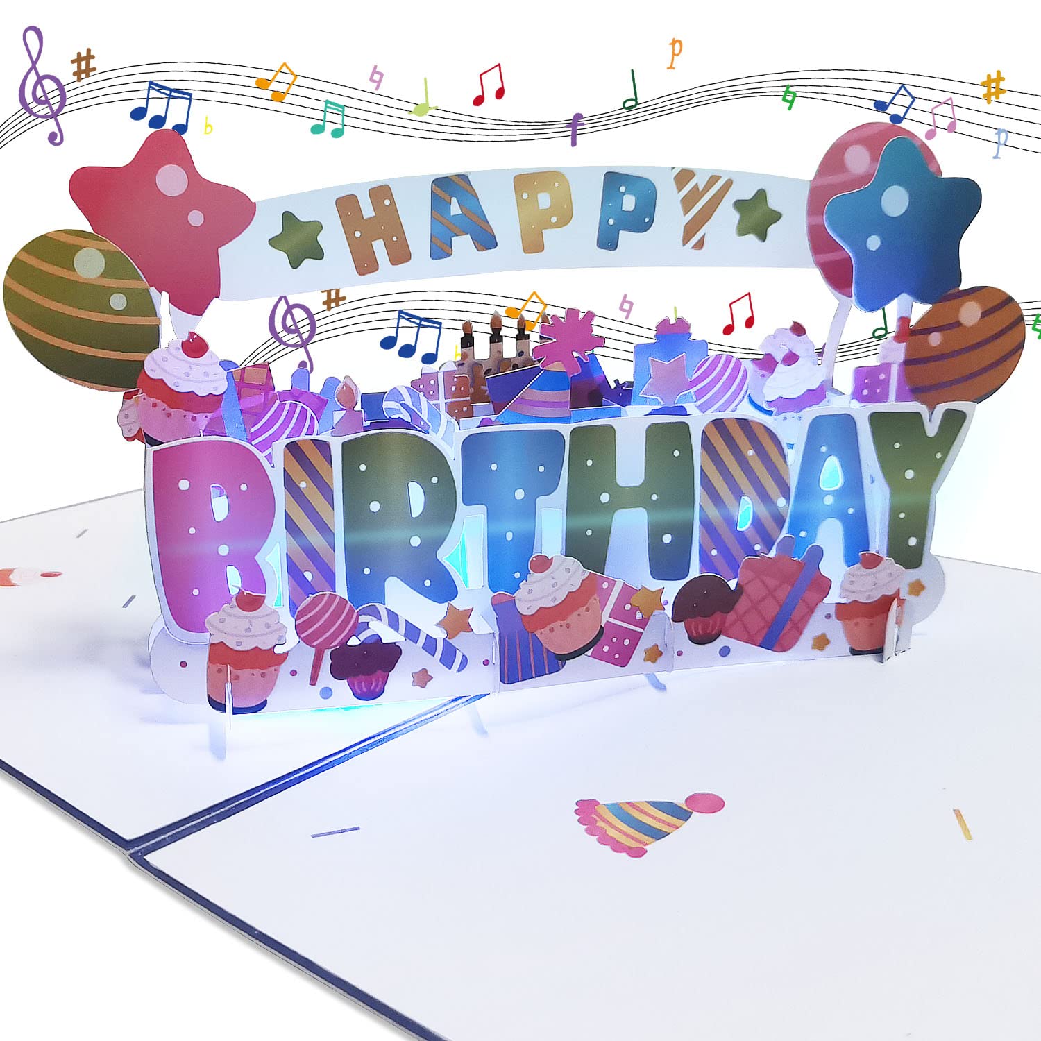 Mua WONEVER 3D Music Light Birthday Card, Pop Up Colourful LED Musical ...
