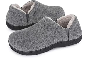 LongBay Men's Slippers Warm Bedroom House Shoes Slip-On Memory Foam Winter House Slippers for Indoor Outdoor