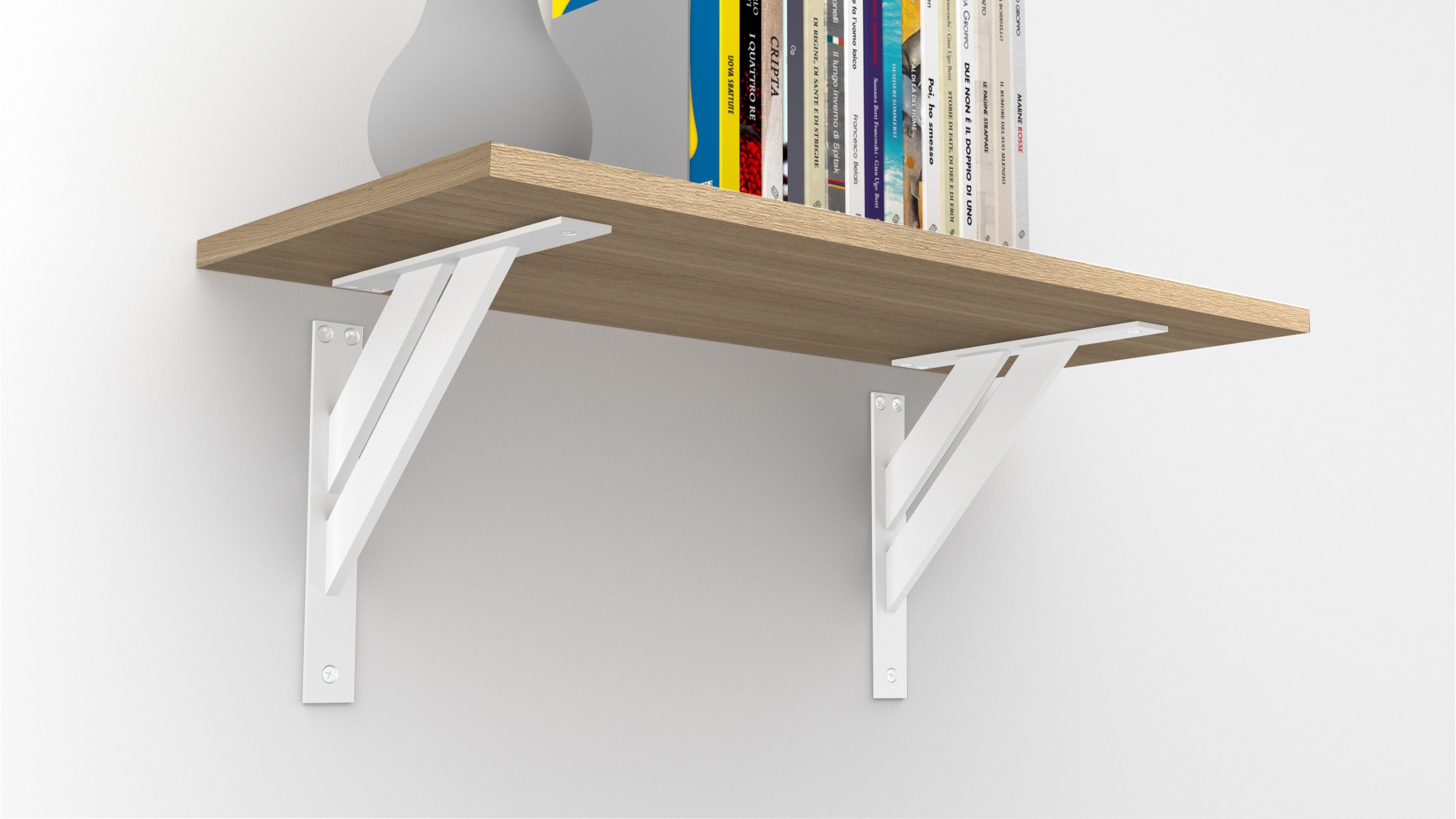 EMT-DESIGN Pair of MODERN! ALUMINUM! Shelf Brackets Support Decorative Corner Brace (240x240, White)