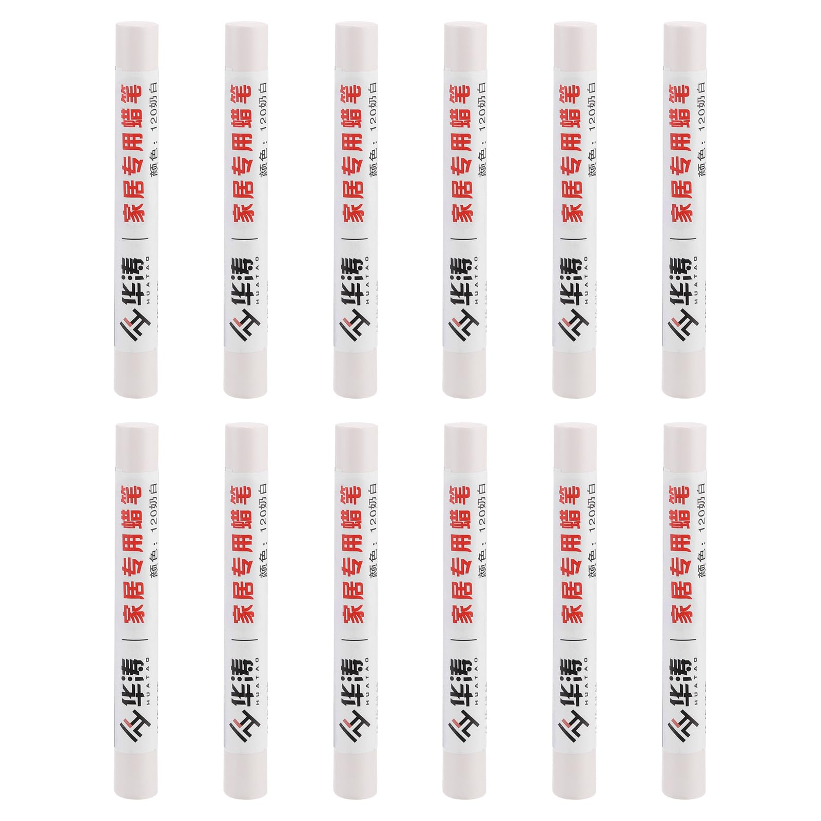 PATIKIL Furniture Repair Crayons, 12 Pcs Wax Wood Filler Sticks Wood Wax Crayons for Scratches, Wood Floor, Holes, Tables, Cream White