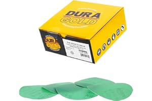 Dura-Gold Premium 5" Green Film Sanding Discs - 1000 Grit (Box of 50) - Hook & Loop Backing Sandpaper Discs for DA Sanders, Finishing Extra Fine Cut Abrasive - Sand Automotive Paint, Woodworking Wood