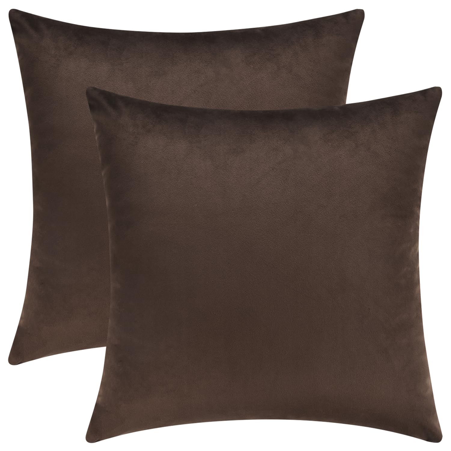 Photo 1 of Mixhug Decorative Throw Pillow Covers, Velvet Cushion Covers, Solid Throw Pillow Cases for Couch and Bed Pillows, Coffee Brown, 20 x 20 Inches, Set of 2