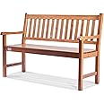 VEVOR Wood Outdoor Bench, 2-Person Garden Bench with Backrest and Armrests, 800 lbs Load Capacity,All-Weather Never Rot Patio Bench for Garden, Park, Yard, Front Porch