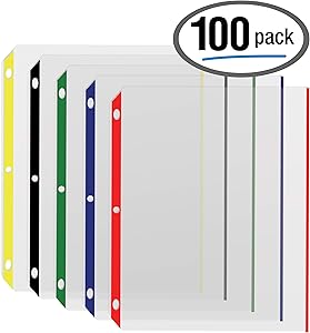 Color Edge Sheet Protectors, 100/Box, by Better Office Products, Color Coded Edges, 8.5 x 11 Inches, 5 Assorted Colors, 100 Pack