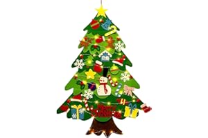 Montessori Sapin de Noël interactif en feutre pour enfants, avec ornements et lumières, à suspendre au mur, décoration d'inté