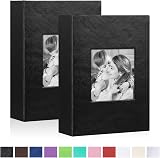 Benjia Small Photo Album 6x4 2 Packs 50 Pockets Portrait Leather Cover view 2