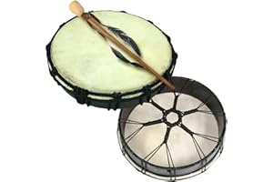 New Age Source Bodhrn, Natural Animal Skin Frame Drum, 10 Inches, Unfinished, Comes with Stick