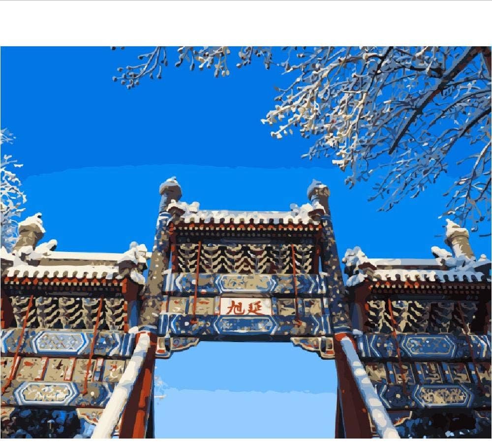 Jigsaw Puzzle 1000 Pieces Adult Puzzle Wooden Puzzle Classic 3D Puzzle Beijing Blue Sky Lanscape DIY Educational Puzzle Christmas Home Decor Gift 75X50Cm