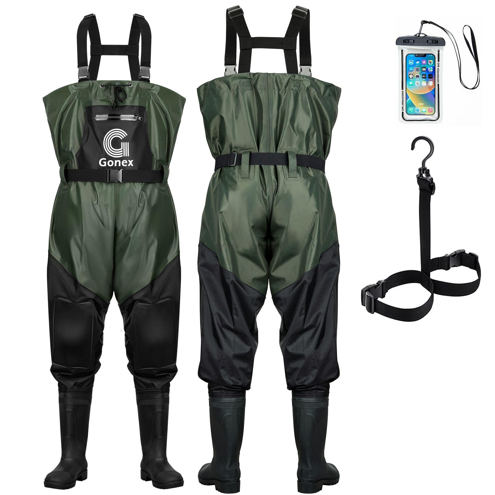 Photo 1 of ** DIRTY** Gonex Chest Waders for Men Women Waterproof 2-Ply Nylon/PVC Waders for Fishing Duck Hunting SIZE 13