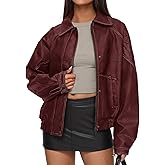 PRETTYGARDEN Faux Leather Jacket Women Bomber Motorcycle Zip Up Jackets Oversized Fall Fashion Outfits 2026 Winter Coats