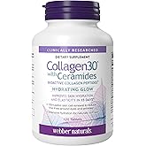 Webber Naturals Hydrolyzed Collagen Peptides, with Ceramides, 120 Tablets | Bioactive Collagen30 with Ceramides, 30 Days Supply, Hydrating Glow, Promotes Skin Hydration, Elasticity, Non-GMO, Dairy Free