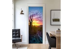 Door Stickers Peel and Stick Door Mural Desert Sunset detailss Pictures Removable Wallpaper 30.3''x78.7'' Self-Adhesive Mural
