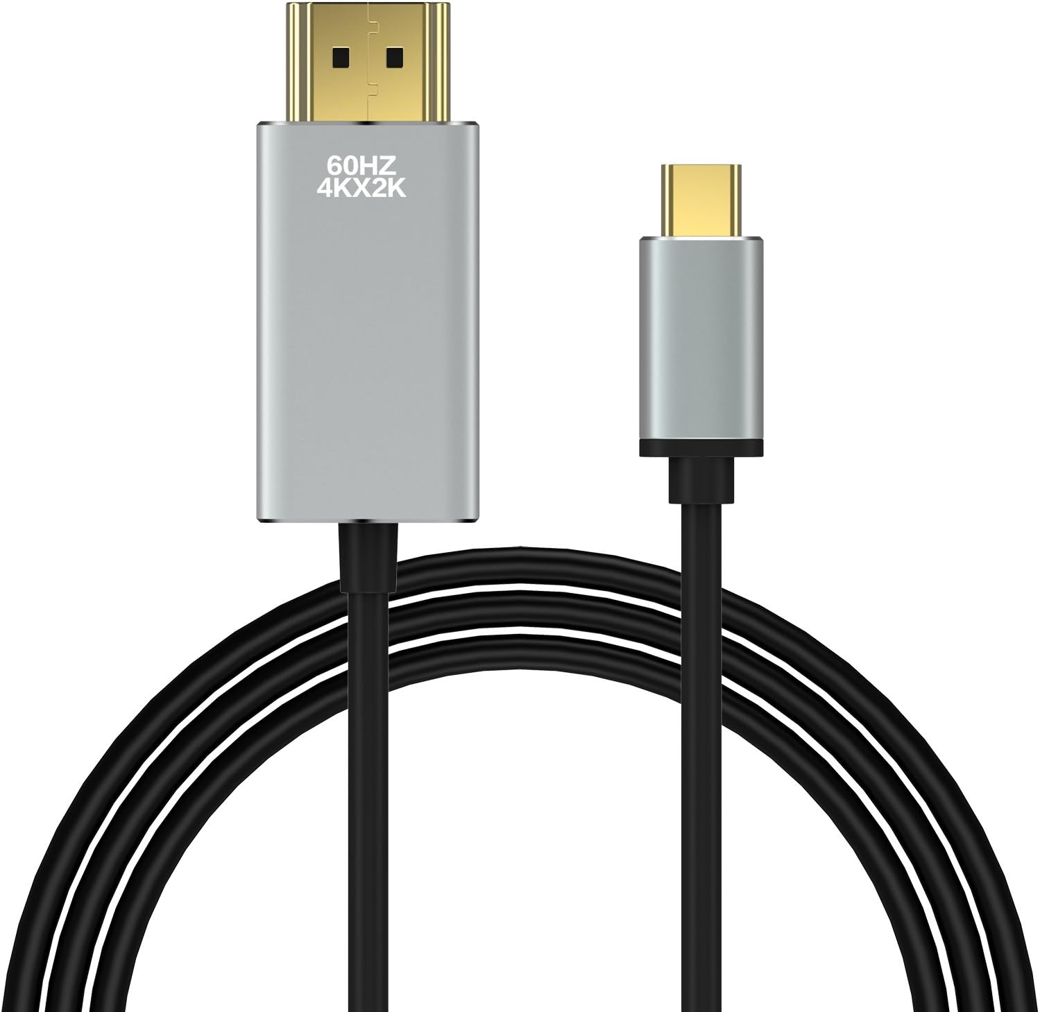 angno USB-C to 4K 60HZ HDMI UCTH020 USB-C/Thunderbolt 3 to 6FT HDMI Gray Aluminium Housing Cable,Cypress Chipset Built-in, 4Kx2K @ 60HZ HDMI Cable for 2017 MacBook,MacBook Por, Chromebook