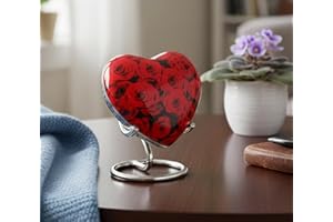 eSplanade Brass Mini Cremation Urn Heart-Shaped Keepsake Memorial Jar Pot Container | Small Urn with Stand for Funeral Ashes 