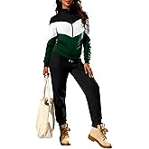 UOUA Women's 2 Piece Set Tracksuit Long Sleeve Zip Jacket & Jogger Pants Workout Lounge Casual Outfit Sweatsuits
