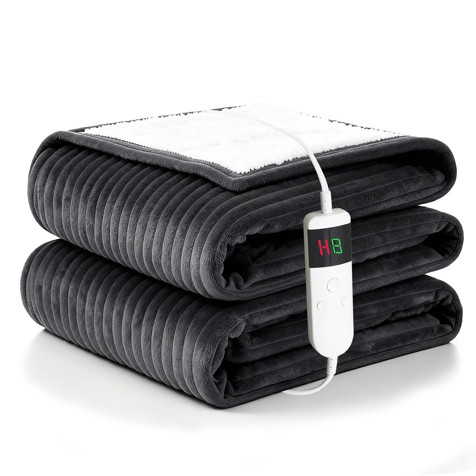 Photo 1 of Qieryun Heated Blanket Electric Throw, Soft Flannel Heating Blanket with 8 Hours Auto Off 10 Fast Heating Levels Machine Washable Sherpa Heated Blanket with Overheating Protection