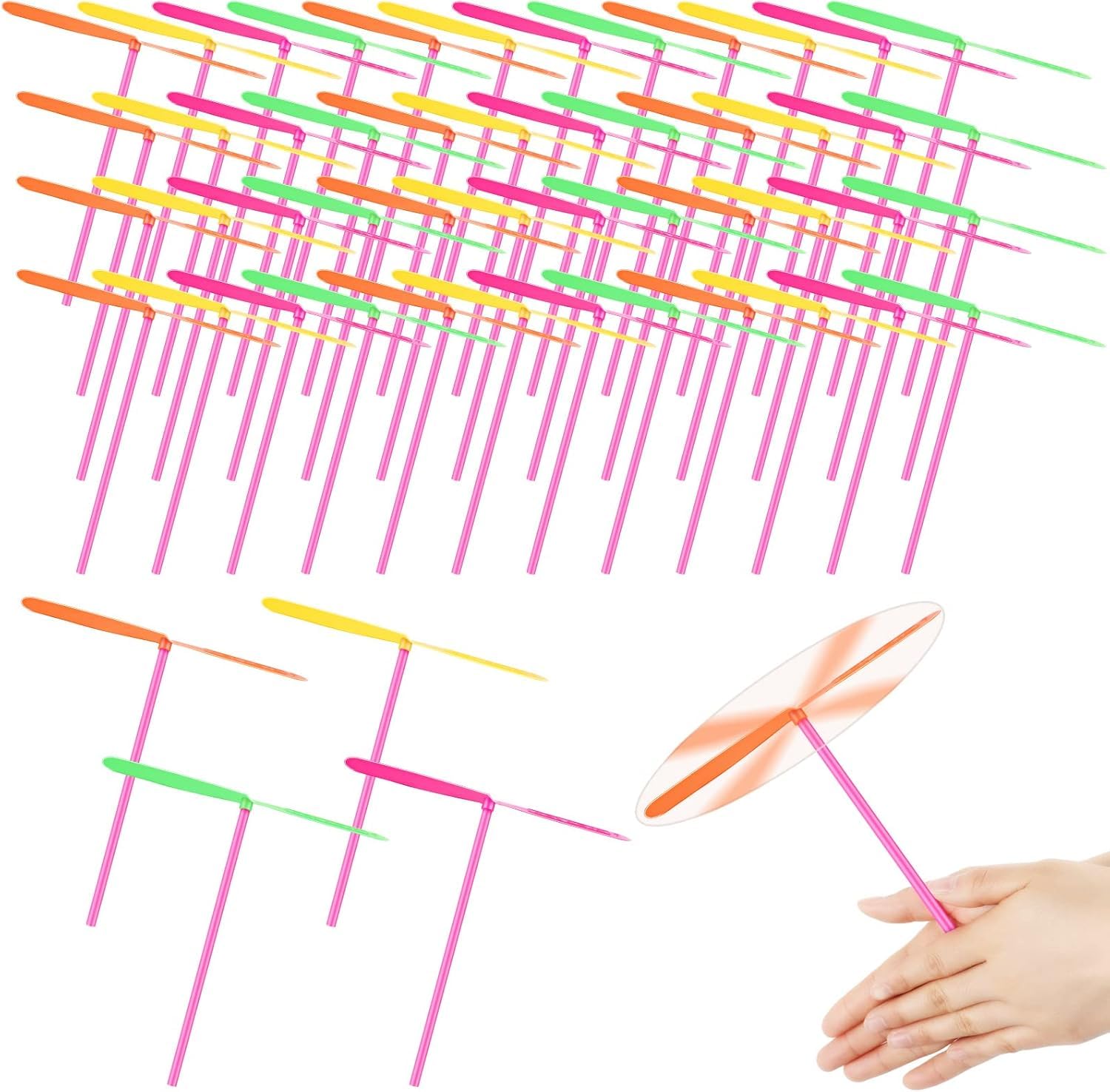 TOYANDONA 50pcs Plastic Flying Dragonfly Hand Rub Plastic Propeller Toys Copter Dragonfly Toy Flying Helicopter Toys