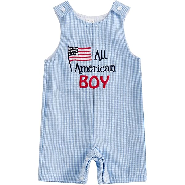 Baby Boy 4th Of July Outfit | American Flag Romper | Memorial Day Patriotic Clothes