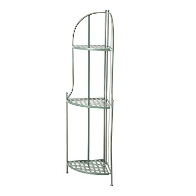 Charlton Street 3-Shelf Corner Rack, Rustic Green with Iron Frame