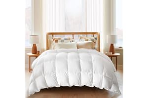 puredown® Lightweight Goose Feather Comforter Oversized King Size, Summer Duvet Insert for Hot Sleepers/Warm Weather, Hotel Collection Comforter with 100% Cotton Cover (116x98 Inch, White)