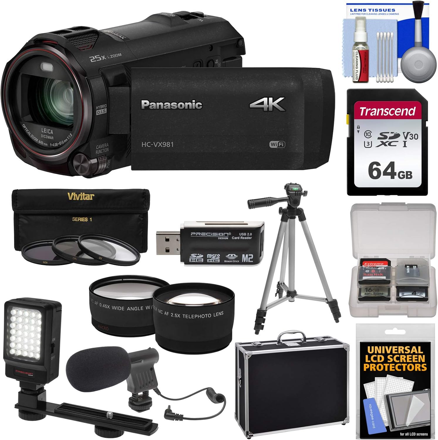 Panasonic HCVX981 WiFi 4K Ultra HD Video Camera Camcorder with 64GB