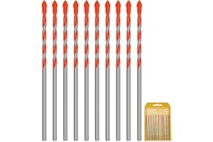 10 Pack 1/8 inch Masonry Drill Bit Set Tile Drill Bits for Tile, Concrete, Brick, Ceramic, Cement (1/8 inch (10 Pack))