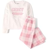 The Children's Place girls 100% Fleece Long Sleeve Top and Pants,2 Piece Pajama Set