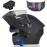 Bluetooth Motorcycle Helmet,Modular Motorcycle Helmet with Bluetooth,DOT Approved Dual Visor Full Face Flip up Bluetooth Integrated Motorcycle Helmets for Adults Men Women