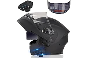 JZZLSJT Bluetooth Motorcycle Helmet,Modular Motorcycle Helmet with Bluetooth,DOT Approved Dual Visor Full Face Flip up Bluetooth Integrated Motorcycle Helmets for Adults Men Women