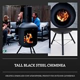 Log Barn Black Steel Chiminea 43x43x118cm Outdoor Log Burner with Poker view 2