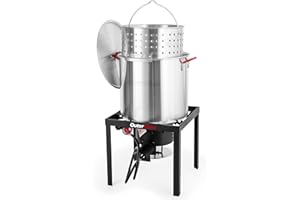 OuterMust 60 Qt. Seafood Boil Pot and Burner Kit Seafood Boiling Pot with Basket, 110,000 BTU Aluminum Crab Boil Burner with 10 PSI Regulator for Cooking Crayfish, Shrimp
