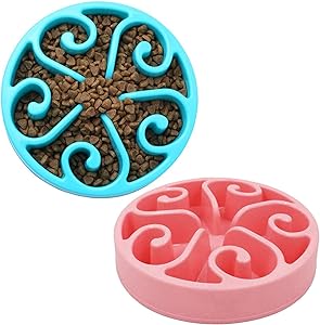 Slow Feeder Dog Bowl - Pet Fun Feeder Slow Feed Interactive Bloat Stop Dog Bowl for Large Medium and Small Dogs,Eco-Friendly Non-Toxic and Tasteless Set of 2