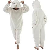 Snug Fit Unisex Adult Onesie Pajamas, Flannel Cosplay Animal One Piece Halloween Costume Sleepwear Homewear