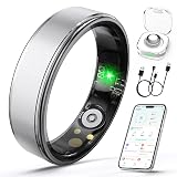 Giwbeiv Smart Ring for Women Men, Health Fitness Tracker Ring with Heart Rate/Sleep Tracker/Blood Oxygen/HRV/Stress/Calorie/Steps, IP68 Waterproof for iOS & Android, No APP Fees(Silver,10#)