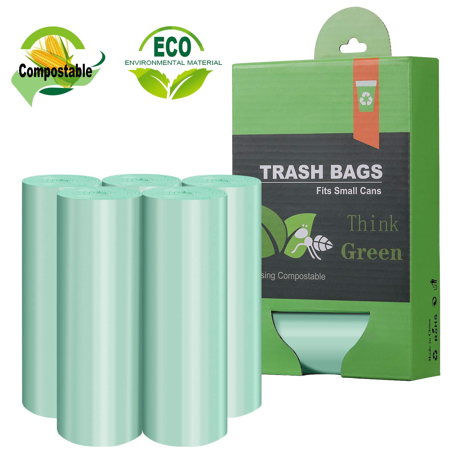 AYOTEE Tall Kitchen Trash Bags-13-15 Gallon Compostable Garbage Trash bags, Heavy Duty Unscented 1.18Mils 55 Liter Rubbish Can Liners for Kitchen Garden Home