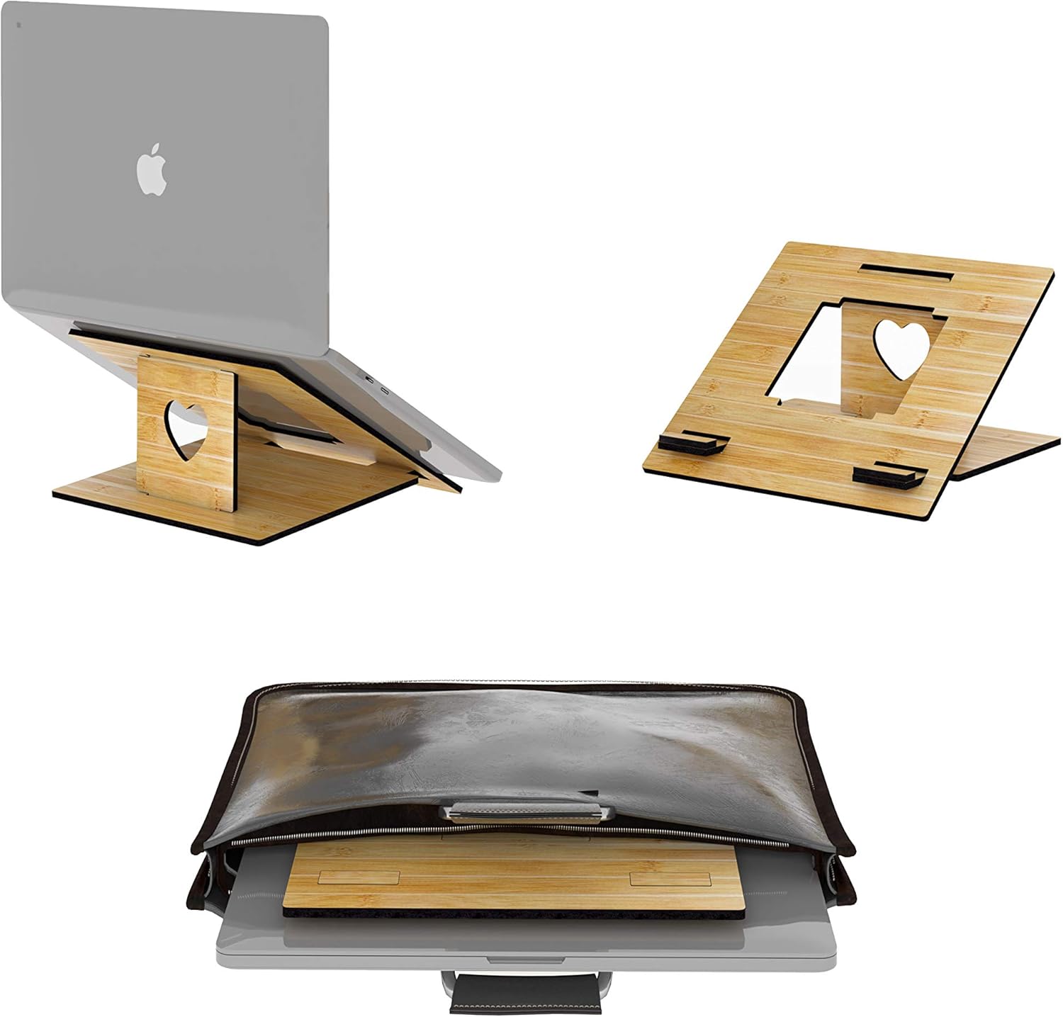 ZHU CHUANG Bamboo Laptop Stand Tablet Stand, Portable and Compact for Travel, Business and Home, Compatible with All Laptops and Tablets (Style 1)