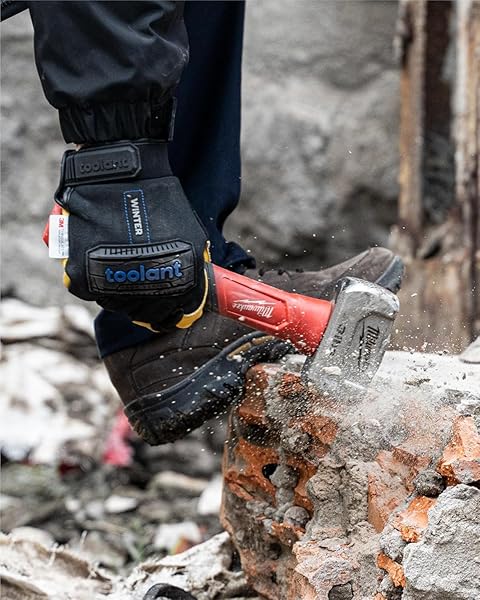 TOOLANT WATERPROOF WINTER LEATHER WORK GLOVE MEN, THOR SERIES, HEAVY DUTY MECHANIC GLOVES, WARM 3M INSULATE LINING, TOUCHSCREEN, WITH IMPACT PROTECTION, MEDIUM